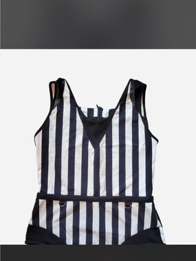 Forest Ink Black & White Striped One Piece Swimsuit | Medium